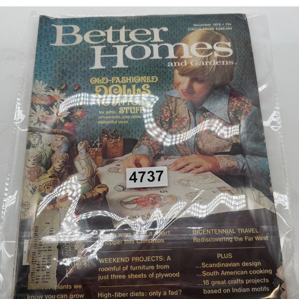 Better‎ Homes and Gardens Magazine November 1976 Vintage Dolls Crafts Recipes